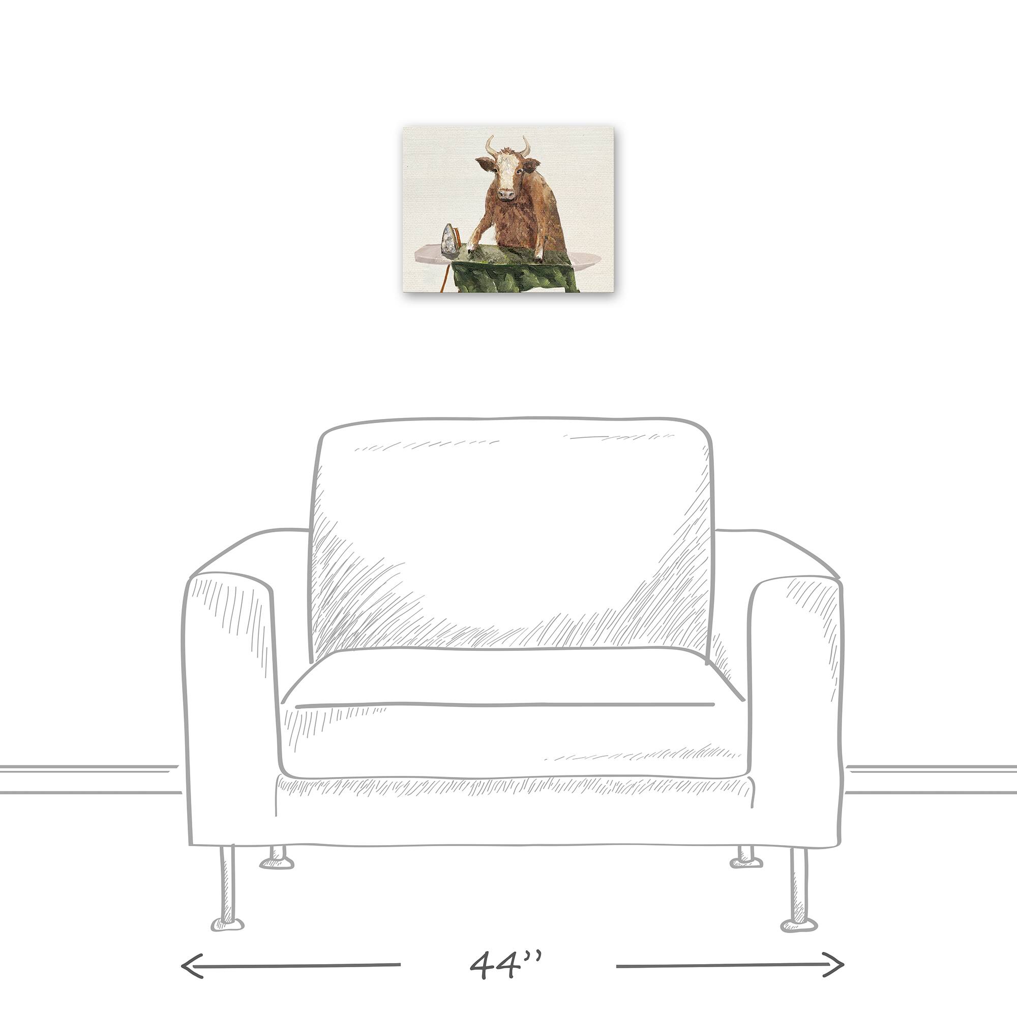 Ironing Cow 14" x 11" Canvas Wall Art